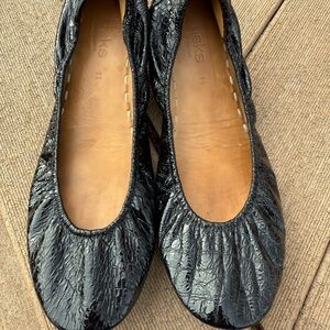 Tieks Patent Leather Ballet Flats Obsidian Black Croc Foldable Women 11